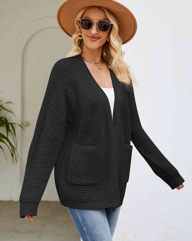 Open Front Long Sleeve Cardigan with Pockets