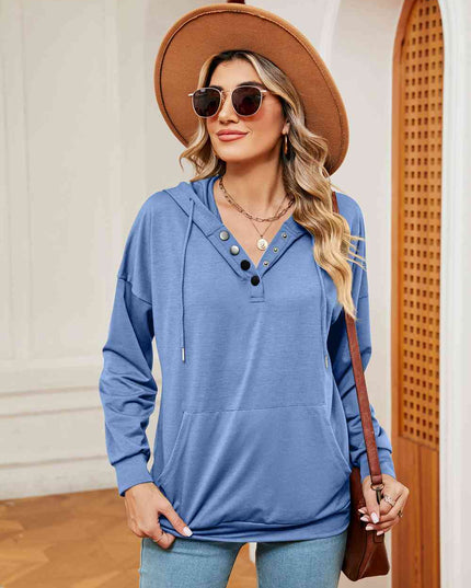 Quarter-Snap Drawstring Hoodie