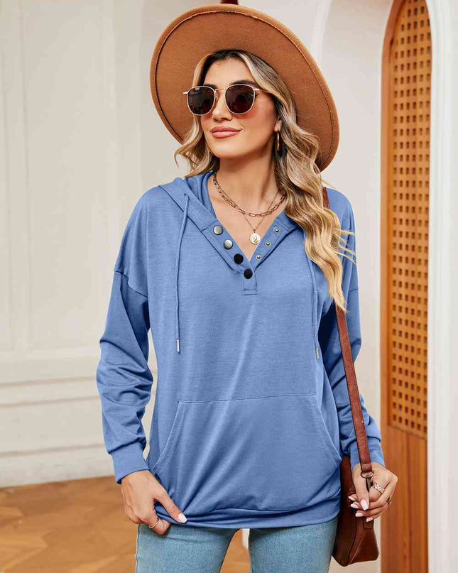 Quarter-Snap Drawstring Hoodie