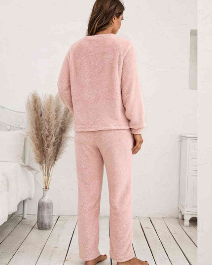 Teddy Long Sleeve Top and Pants Lounge Set