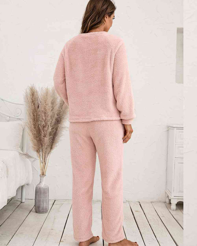 Teddy Long Sleeve Top and Pants Lounge Set