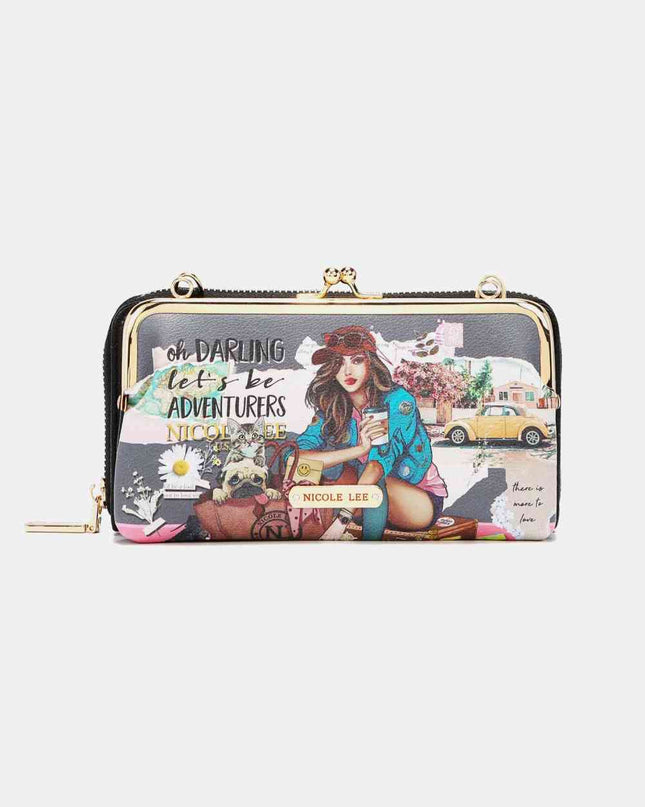 Nicole Lee USA Signature Kiss Lock Crossbody Wallet