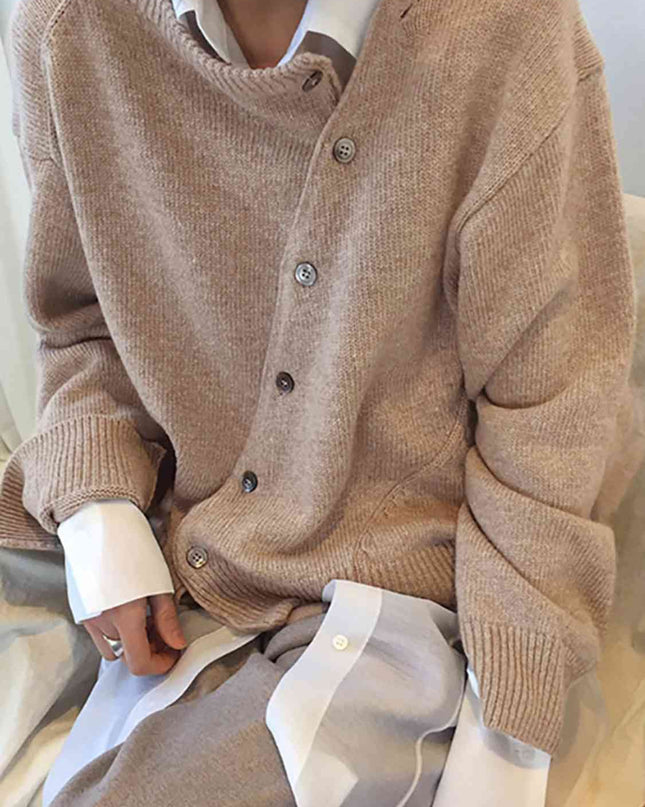 Dropped Shoulder Buttoned Cardigan