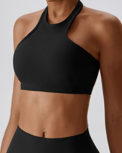 Halter Neck Sleeveless Cropped Tank Top