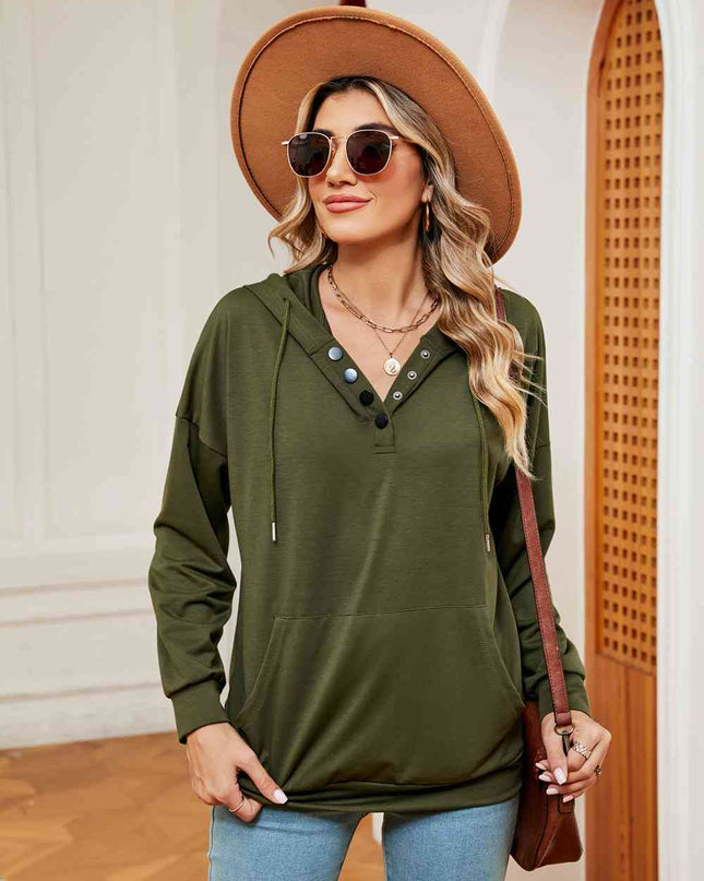 Quarter-Snap Drawstring Hoodie