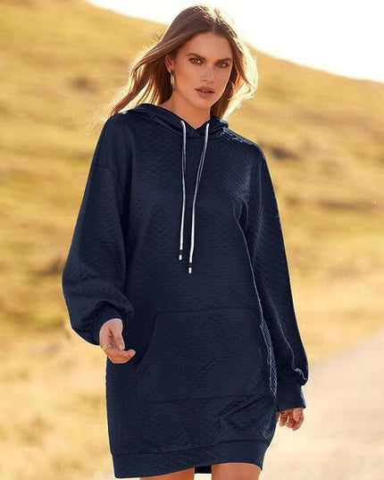 Textured Drawstring Tunic Hoodie