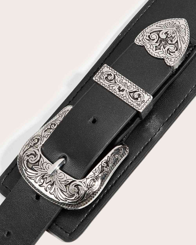 Double Buckle PU Leather Belt