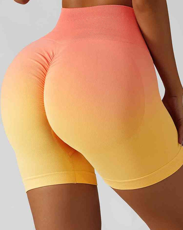 Gradient Wide Waistband Slim Fit Sports Shorts
