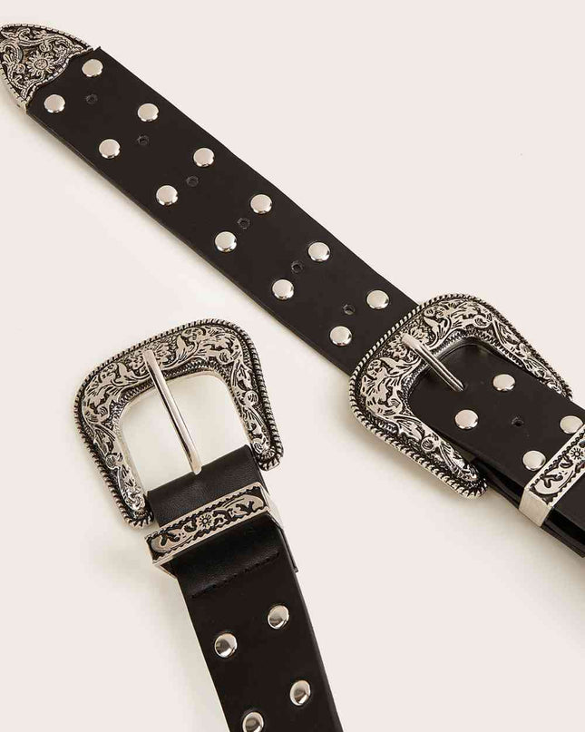 Double Row Studded PU Leather Belt