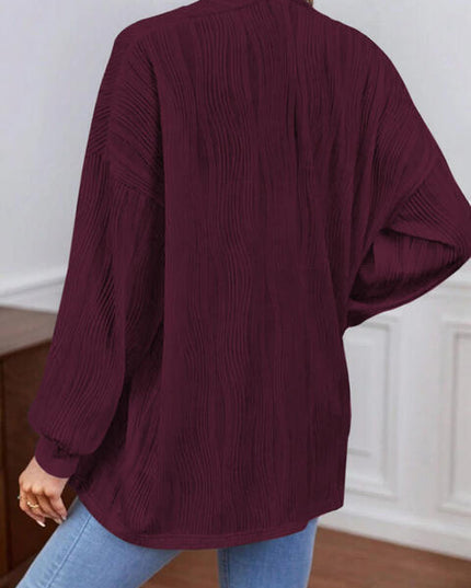 Open Front Lantern Sleeve Cardigan