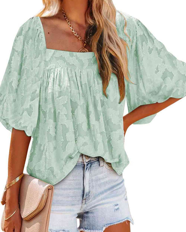 Square Neck Puff Sleeve Blouse