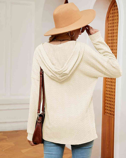 Half-Button Dropped Shoulder Hoodie