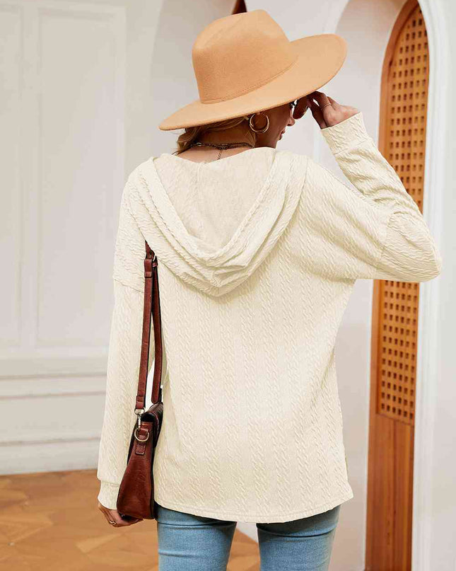 Half-Button Dropped Shoulder Hoodie