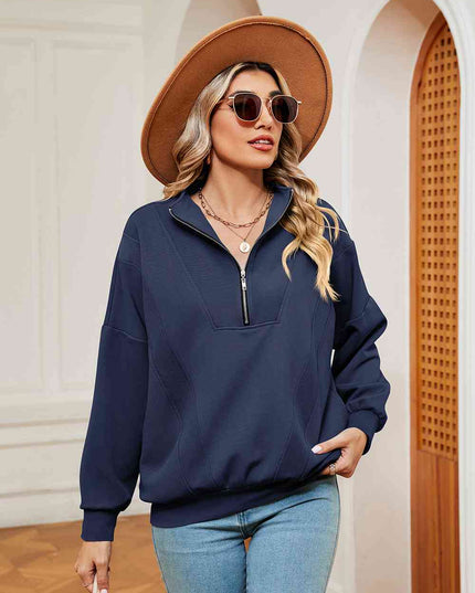 Half-Zip Dropped Shoulder Sweatshirt