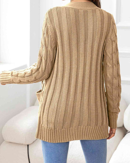 Button Down Cable-Knit Cardigan