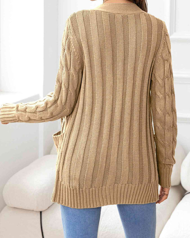 Button Down Cable-Knit Cardigan