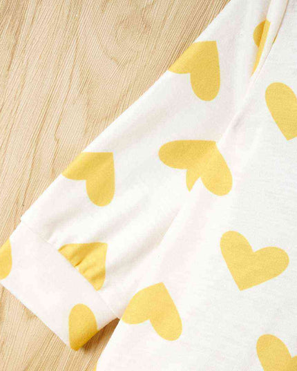 Heart Print Ruffle Hem Dress