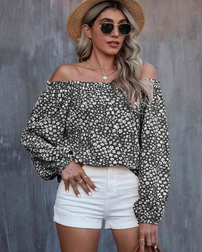 Off-Shoulder Long Sleeve Blouse