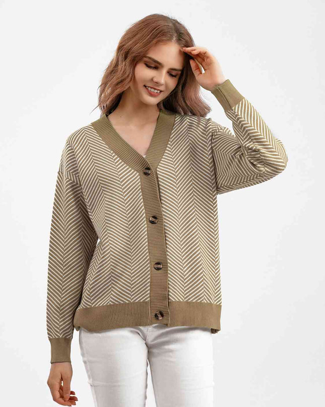 Button Down V-Neck Cardigan