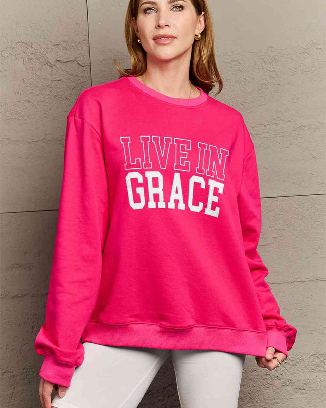 Simply Love Full Size LIVE IN GRACE Graphic Sweatshirt