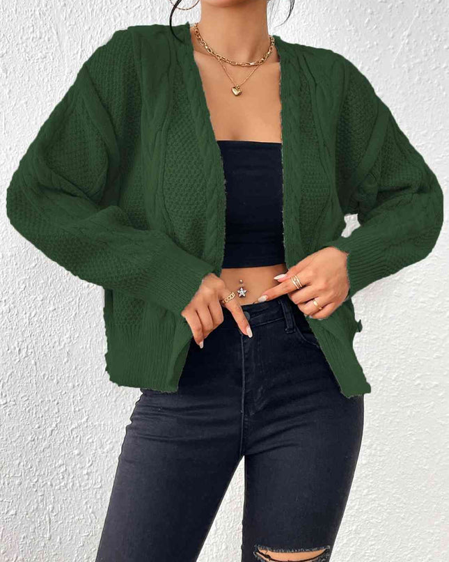 Cable-Knit Open Front Cardigan