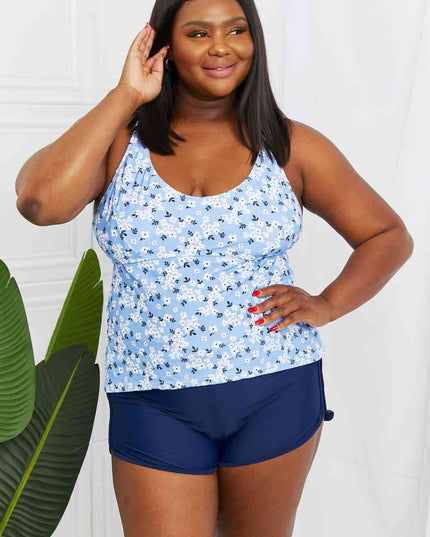 Marina West Swim By The Shore Full Size Two-Piece Swimsuit in Blossom Navy