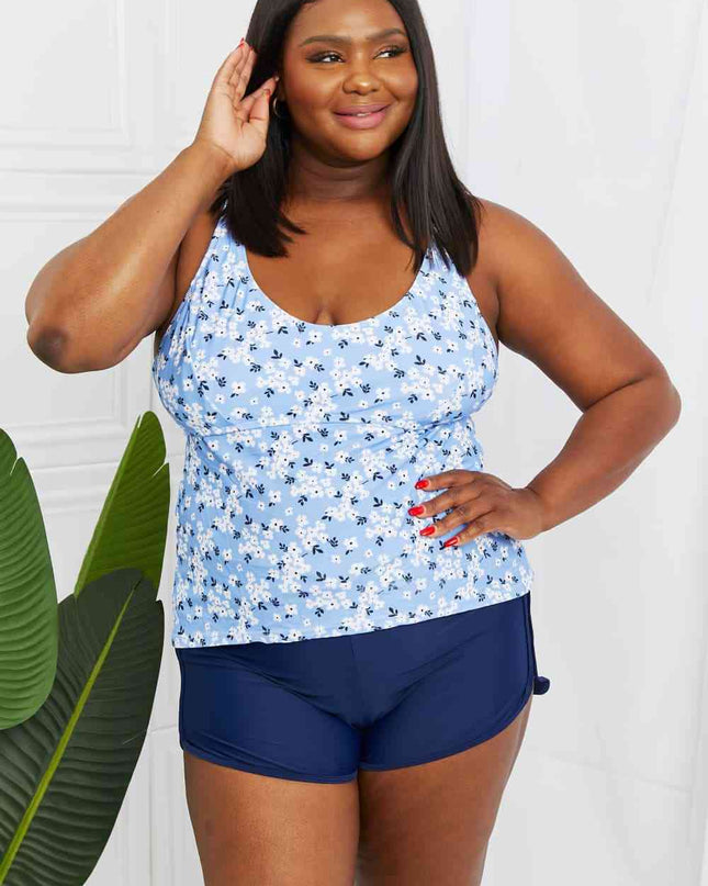 Marina West Swim By The Shore Full Size Two-Piece Swimsuit in Blossom Navy