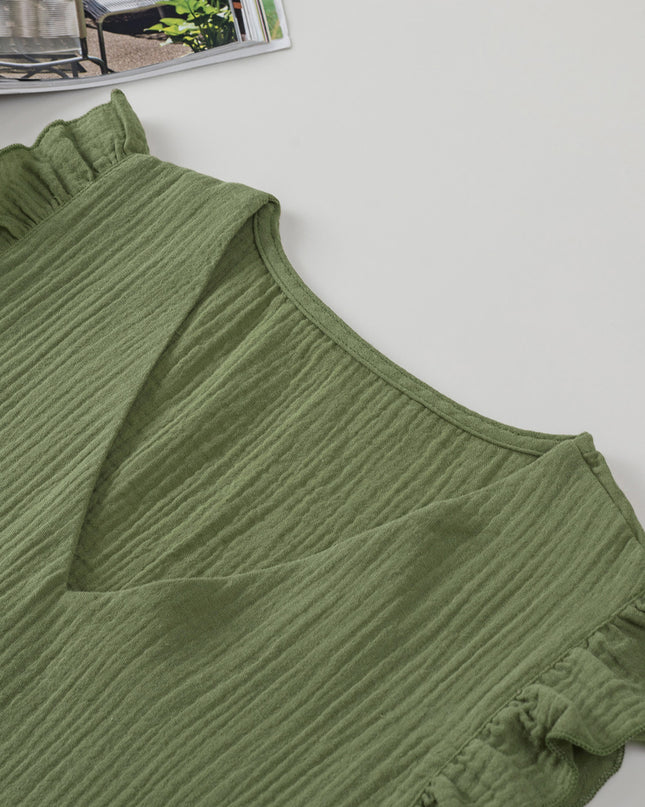 Ruffle Shoulder V-Neck Top
