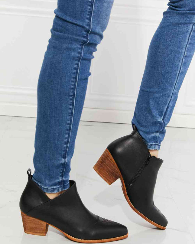 MMShoes Trust Yourself Embroidered Crossover Cowboy Bootie in Black