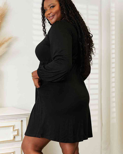 Double Take Scoop Neck Empire Waist Long Sleeve Magic Dress