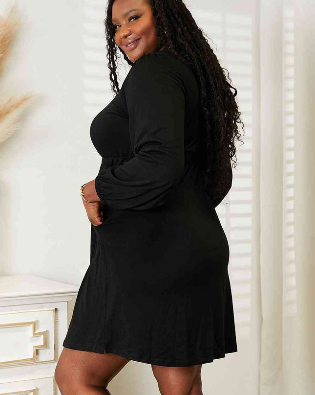 Double Take Scoop Neck Empire Waist Long Sleeve Magic Dress