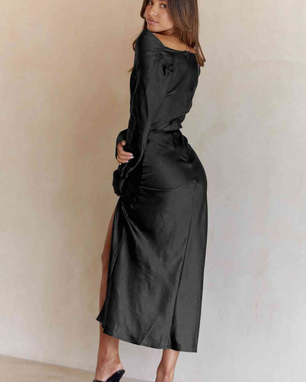 Cowl Neck Long Sleeve Maxi Dress