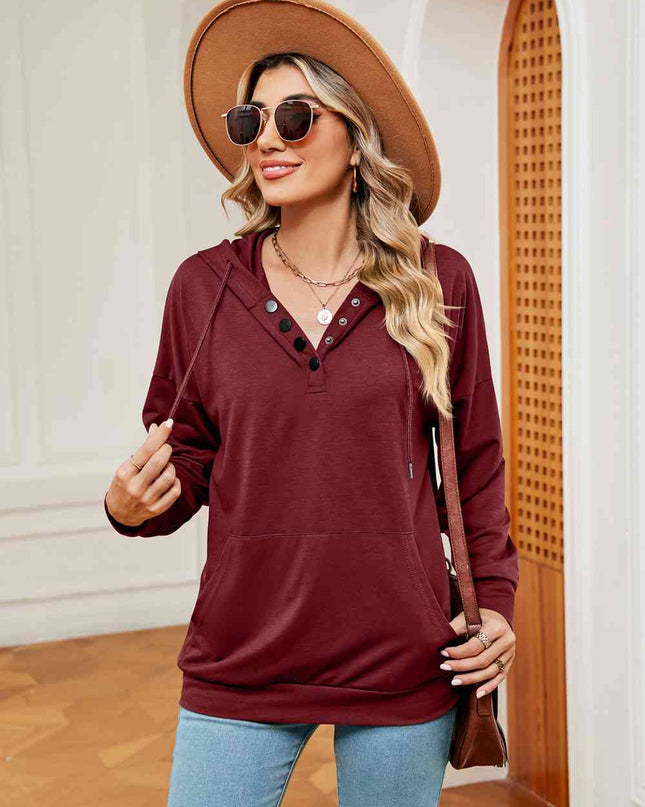 Quarter-Snap Drawstring Hoodie