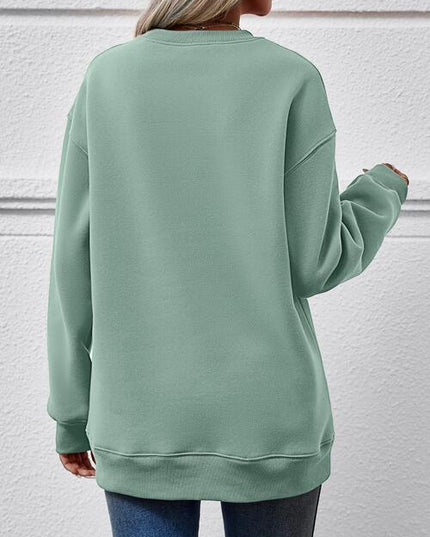 Letter Graphic Round Neck Long Sleeve Sweatshirt