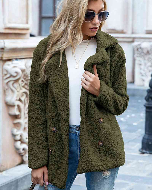 Full Size Lapel Collar Sherpa Coat