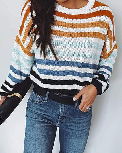 Striped Round Neck Knit Top