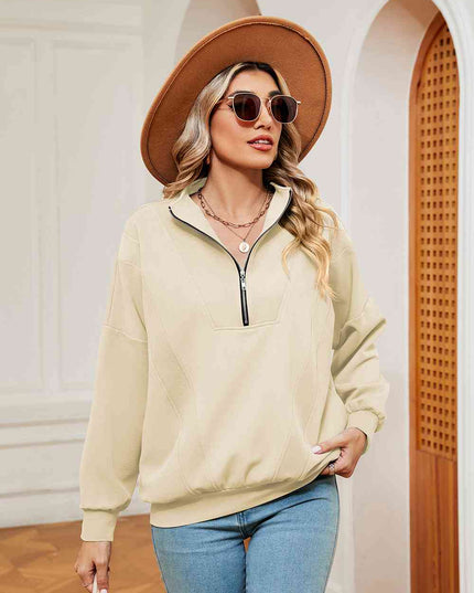Half-Zip Dropped Shoulder Sweatshirt