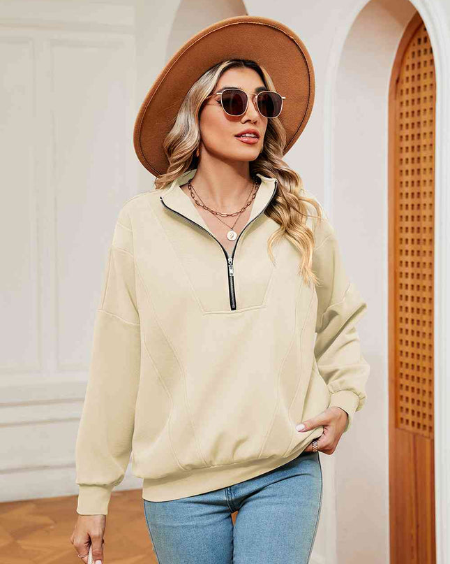 Half-Zip Dropped Shoulder Sweatshirt