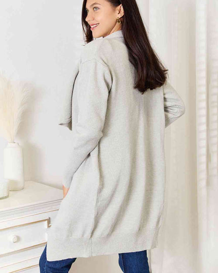 Double Take Open Front Duster Cardigan with Pockets