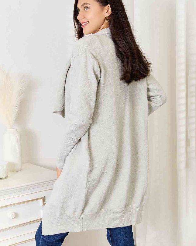 Double Take Open Front Duster Cardigan with Pockets