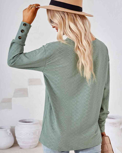 V-Neck Long Sleeve Blouse