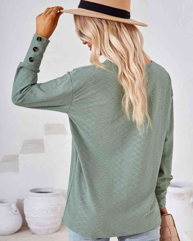 V-Neck Long Sleeve Blouse