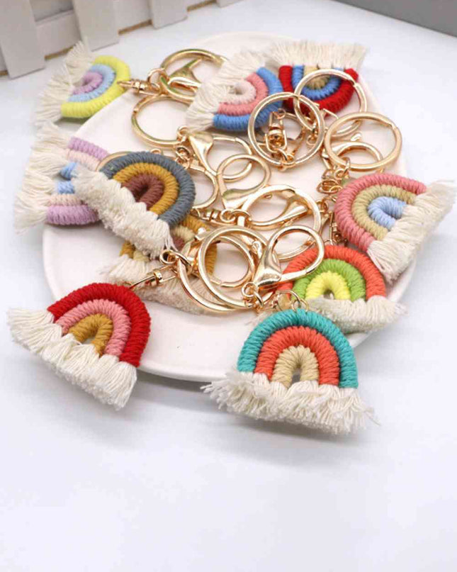 Assorted 4-Pack Rainbow Fringe Keychain