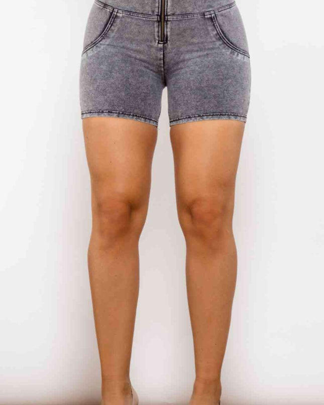 Full Size Zip Closure Denim Shorts