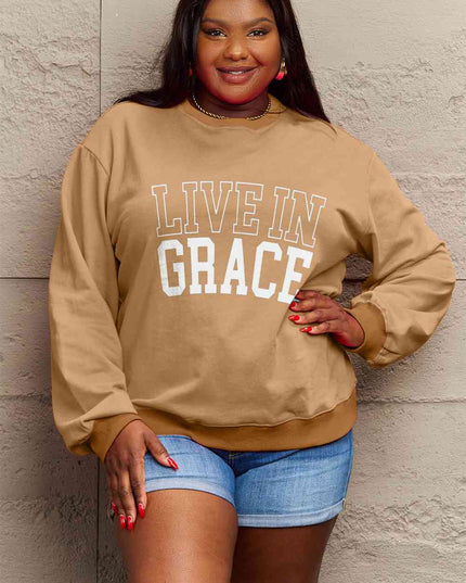 Simply Love Full Size LIVE IN GRACE Graphic Sweatshirt