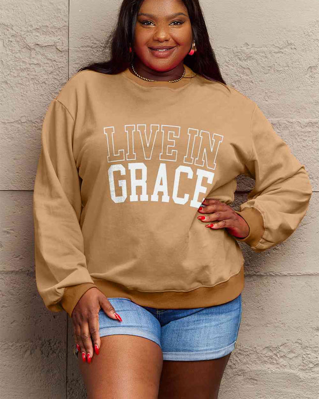 Simply Love Full Size LIVE IN GRACE Graphic Sweatshirt