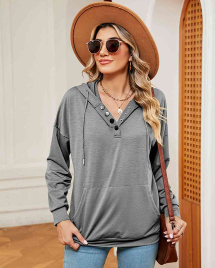 Quarter-Snap Drawstring Hoodie
