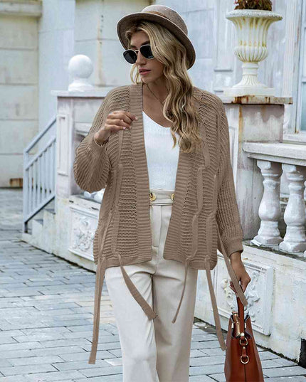 Open Front Strap Detail Cardigan