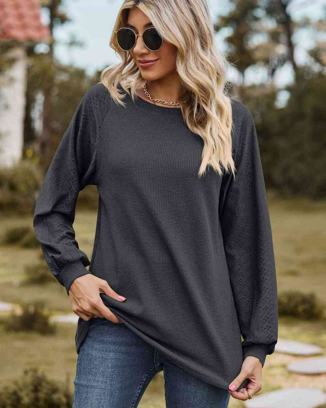 Round Neck Raglan Sleeve Sweatshirt