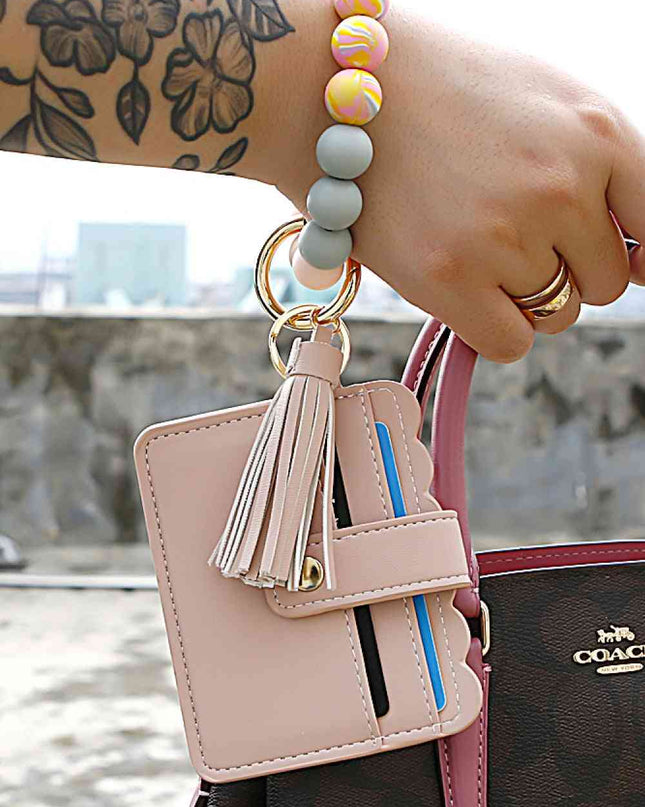 Beaded Tassel Keychain with Wallet